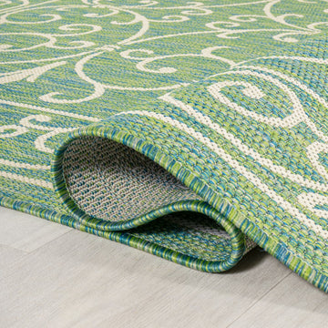 Charleston Vintage Filigree Textured Weave Indoor/outdoor Round Rug